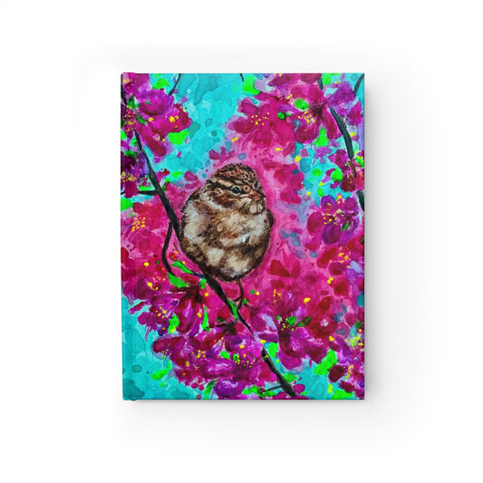 Floral Songbird Journal — Vibrant Pink Blossom Notebook for Nature Lovers