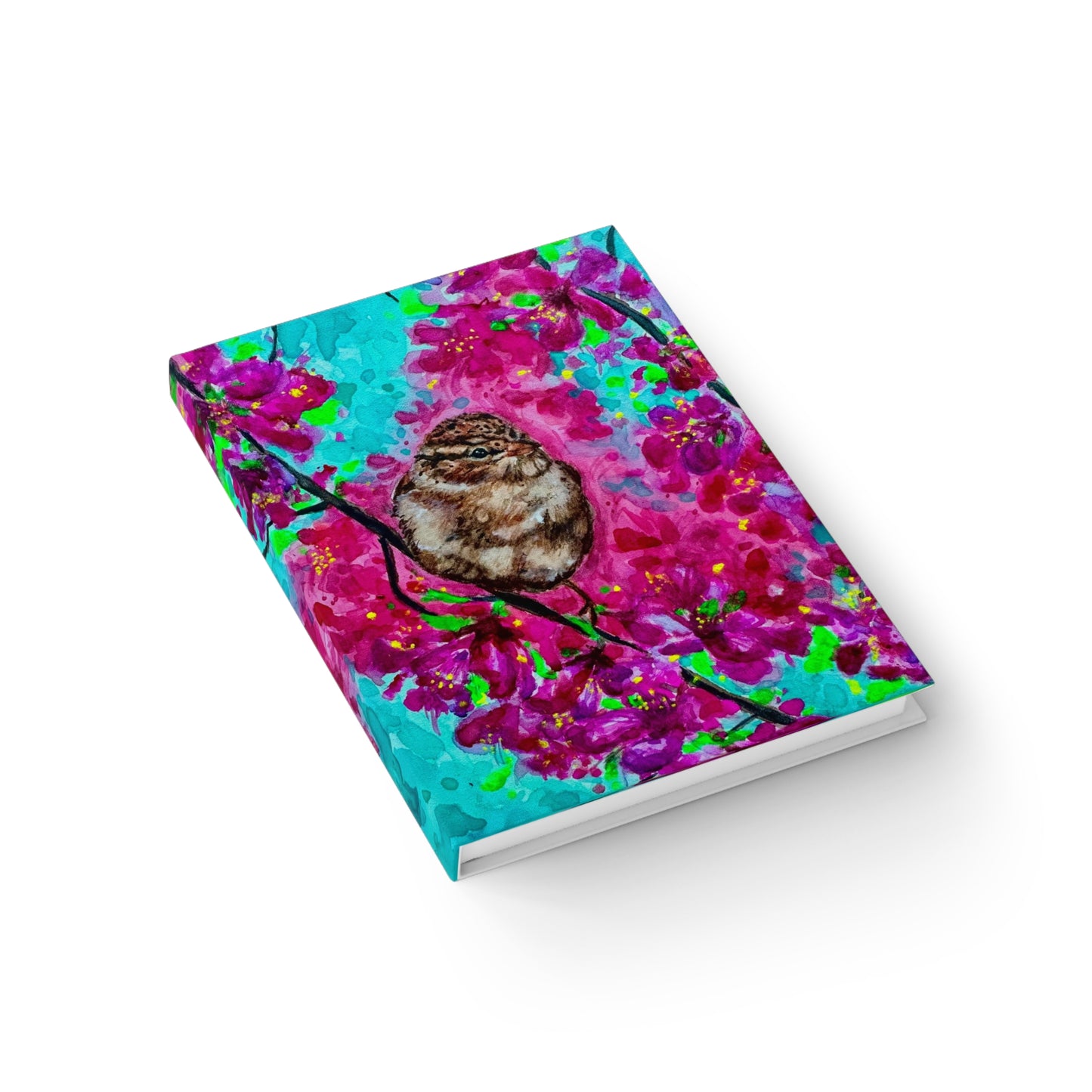 Floral Songbird Journal — Vibrant Pink Blossom Notebook for Nature Lovers