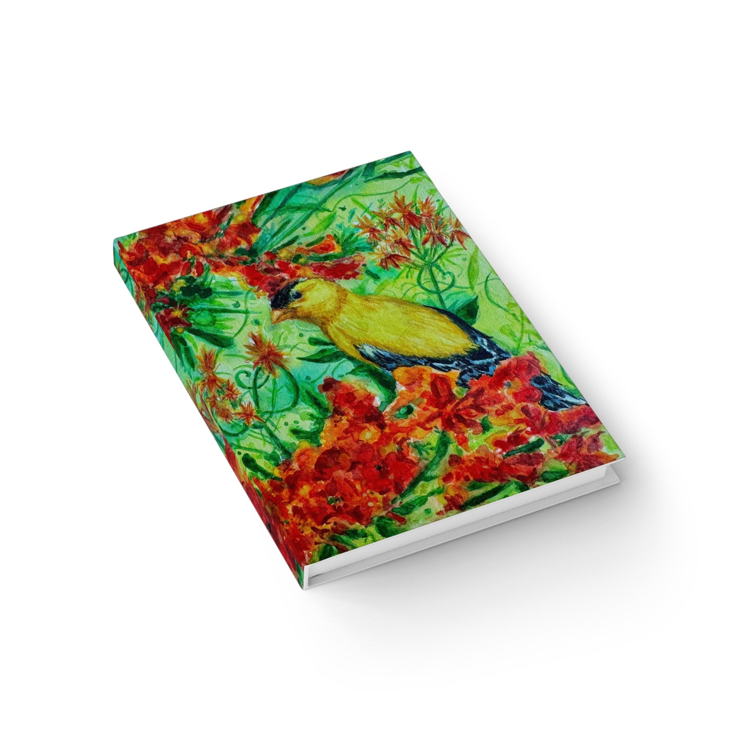 Jungle Watercolor Floral Journal — Gold Finch Notebook