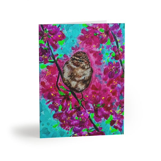 Floral Sparrow Greeting Cards — Pack of 8/16/24 | Bright Watercolor Bird Note Cards