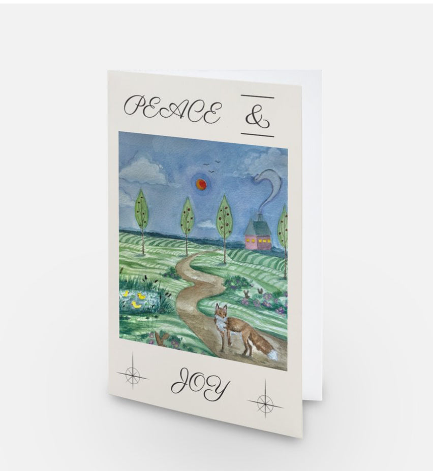 “”Fox in the field” holiday card