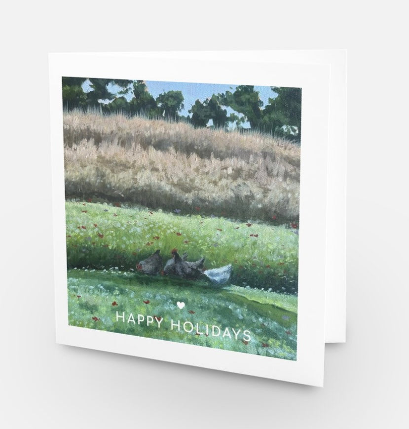 “Happy hens” holiday cards