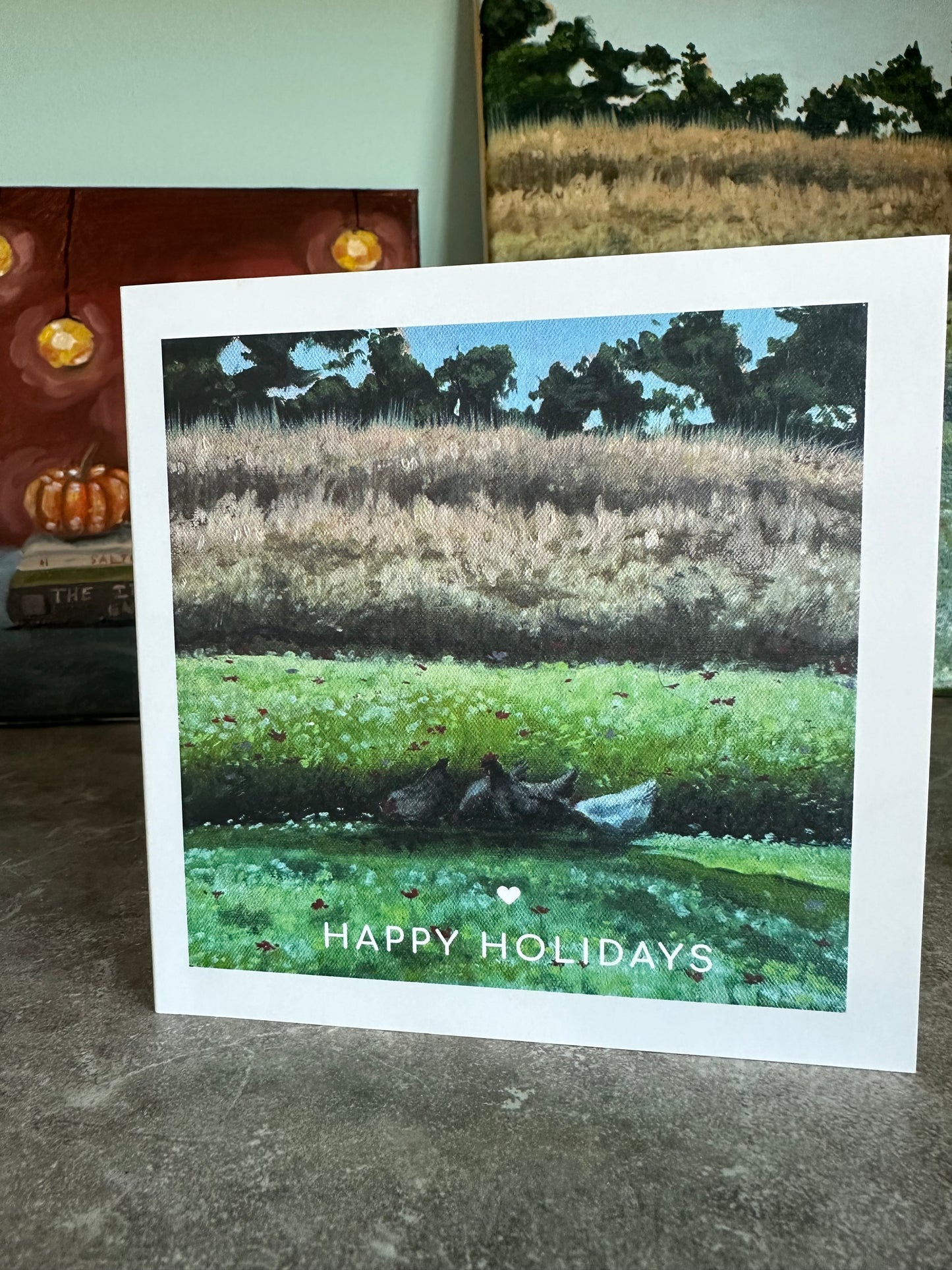 “Happy hens” holiday cards